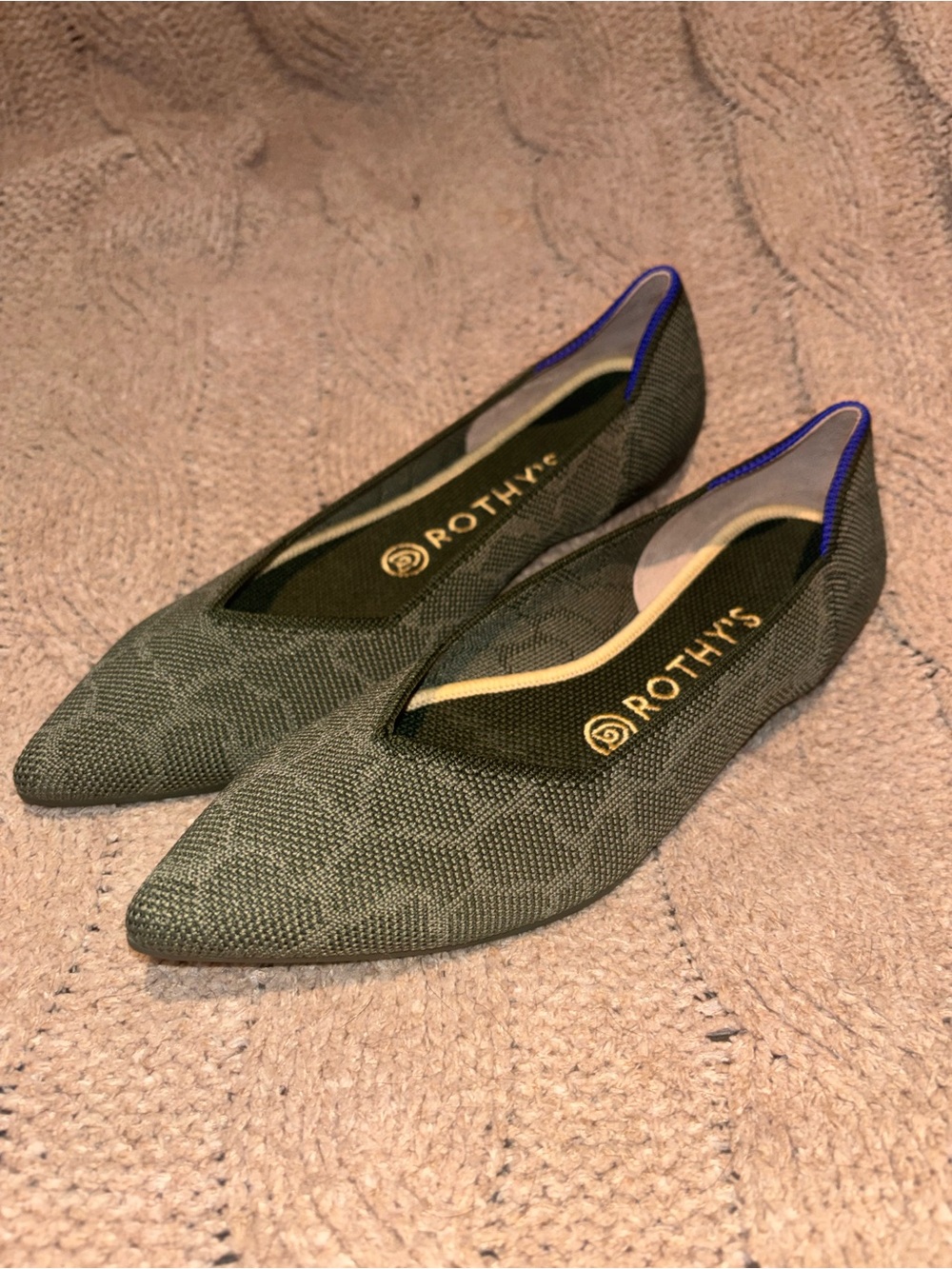 Rothy’s The Point Safari Green Olive Camo Knit Flats Size 8 US Retired NEW